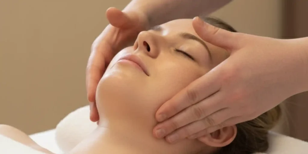 Tina udfører japansk lifting / ansigtsbehandling