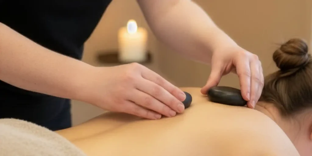 Tina udfører hotstone massage
